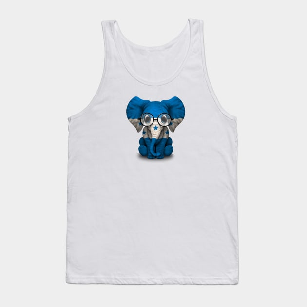 Baby Elephant with Glasses and Honduran Flag Tank Top by jeffbartels